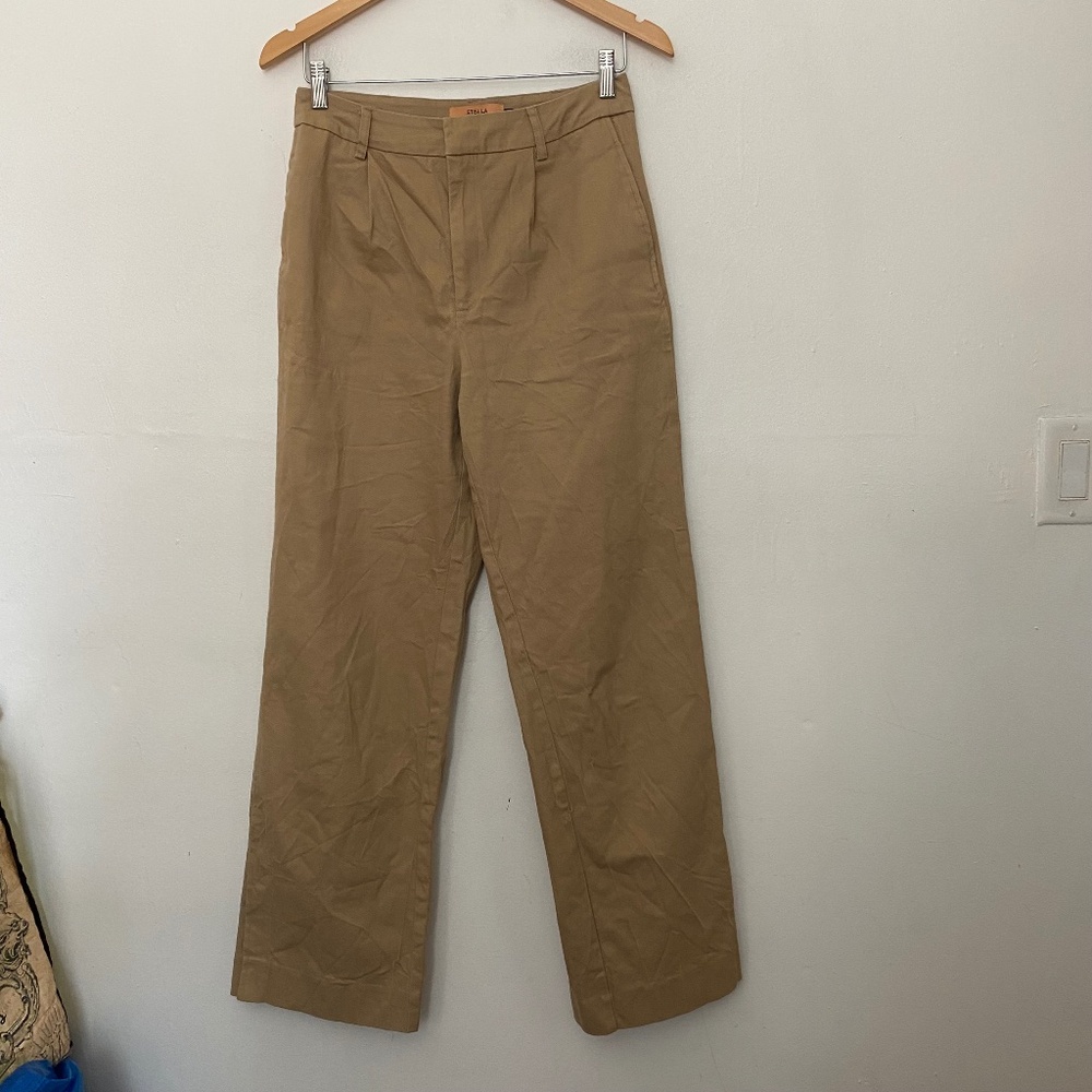 Stella Dallas Brown Wide Leg Pleated Front Pants Size Medium